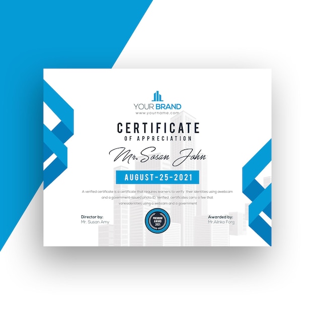 Certificate template design