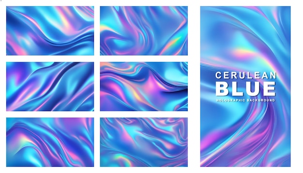 Cerulean Bule holographic Background set