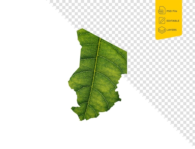 Chad Map Made Of Green Leaves On White Background Ecology Concept 3d Illustration