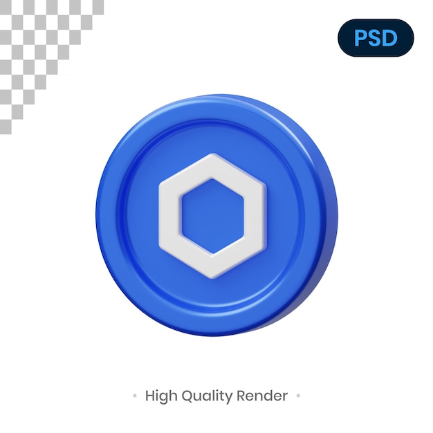 Chainlink Coin 3D Render Illustration Premium Psd