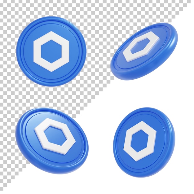 Chainlink cryptocurrency coins 3d rendering