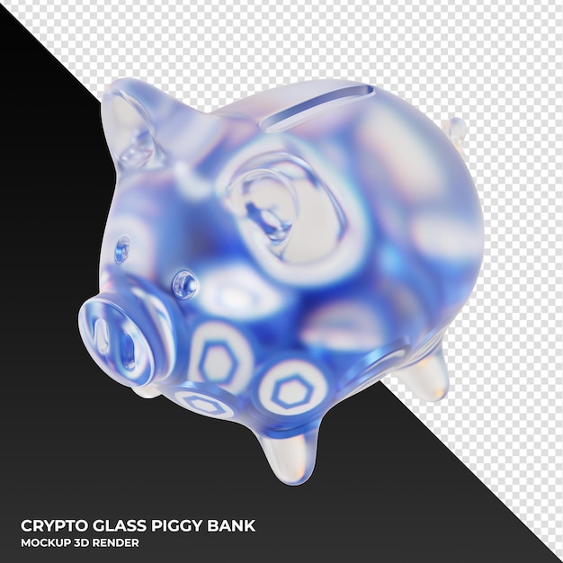 Chainlink LINK Glass piggy bank with crypto coins 3d illustration