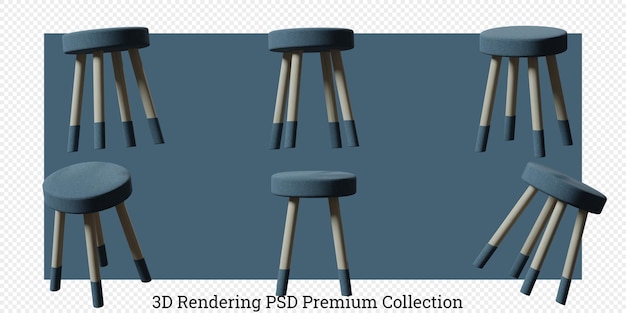 Chair furniture set 3d rendering