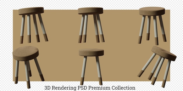 Chair furniture set 3d rendering