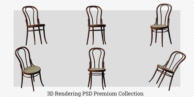 Chair furniture set 3d rendering