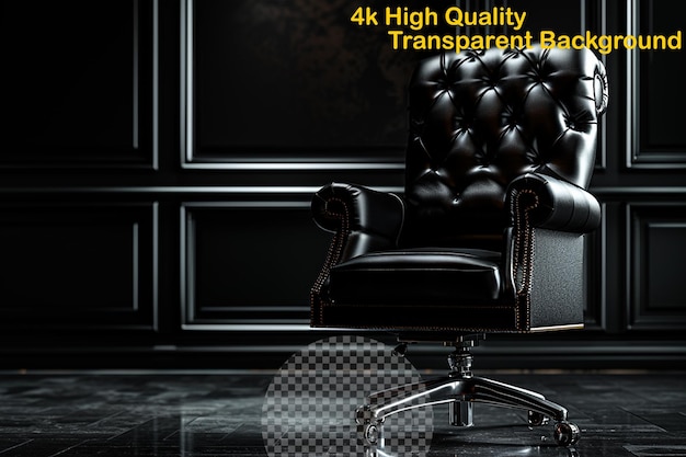 PSD a chair with a black leather chair and a sign that says 5 high quality fine quality