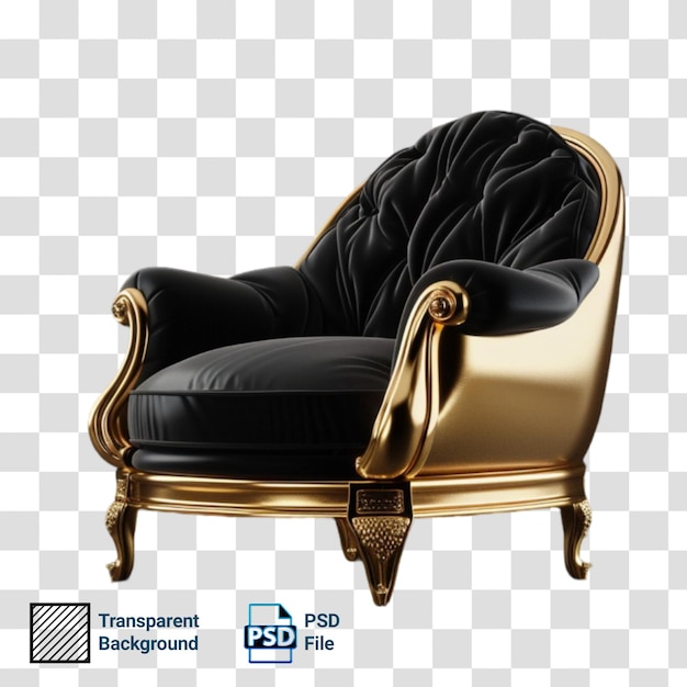 a chair with a gold back and black back that says quot commo quot on it