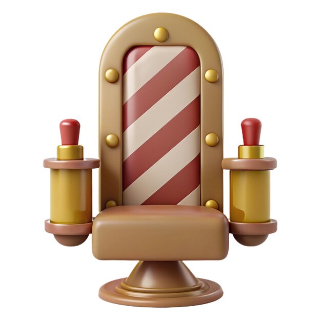 a chair with a red and white striped pole and a red and white striped pole