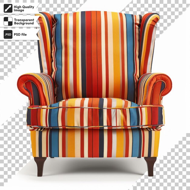 PSD a chair with a striped back and a picture of a chair with a black background