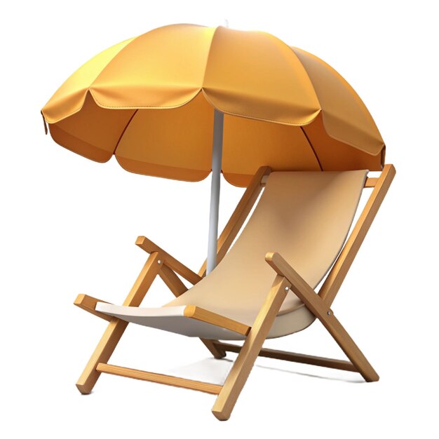 PSD a chair with an umbrella that says  the word  on it