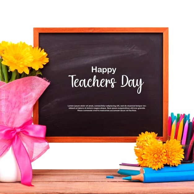 a chalkboard with a chalk board that says happy teachers day