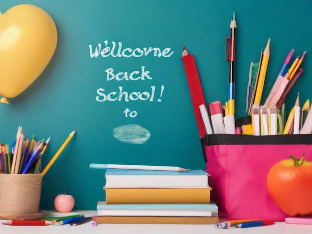 a chalkboard with a chalk board that says welcome back to school