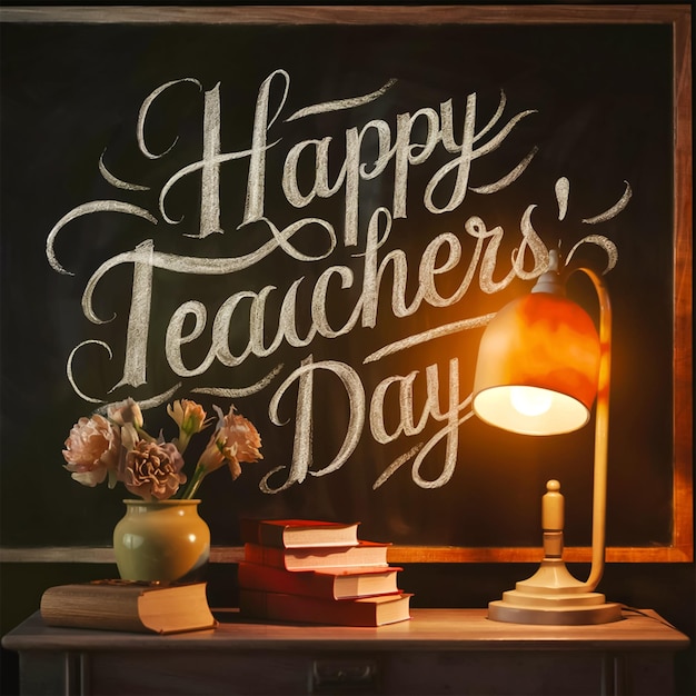 PSD a chalkboard with a chalkboard that says happy teachers day