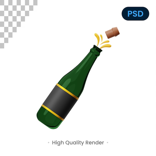 Champagne 3D Icon Premium Psd