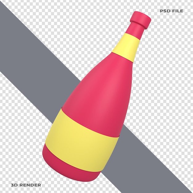 Champagne Bottle 3D Illustration Rendered on transparent background