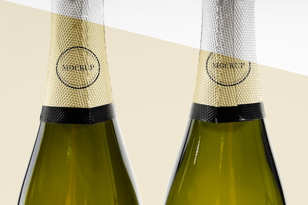 Champagne bottle mock-up close-up