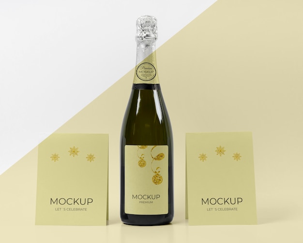 Champagne bottle mock-up let's celebrate cards