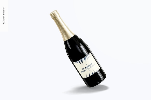 Champagne Bottle Mockup, Leaned