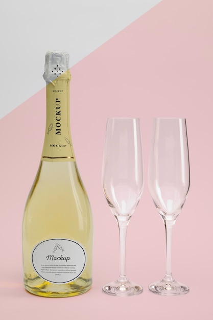 Champagne bottle with mock-up