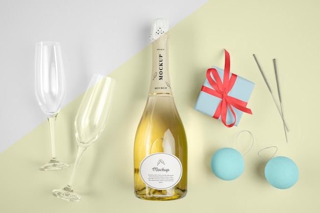 Champagne bottle with mock-up