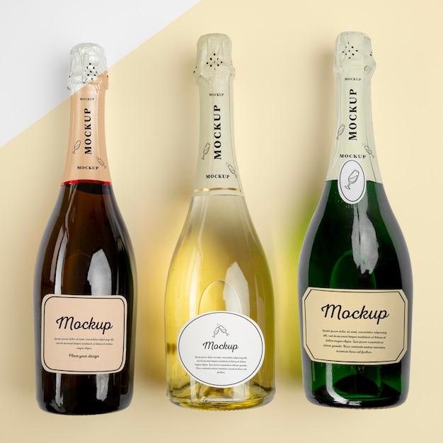 Champagne bottles with mock-up