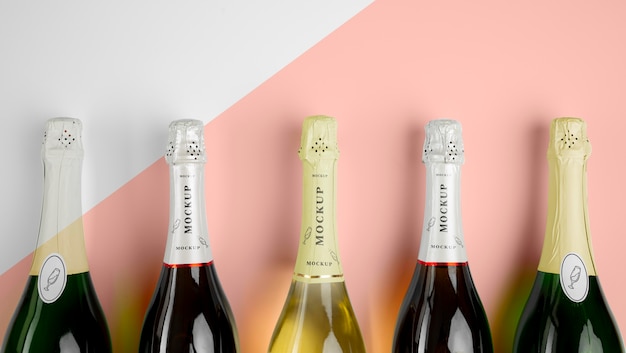 Champagne bottles with mock-up