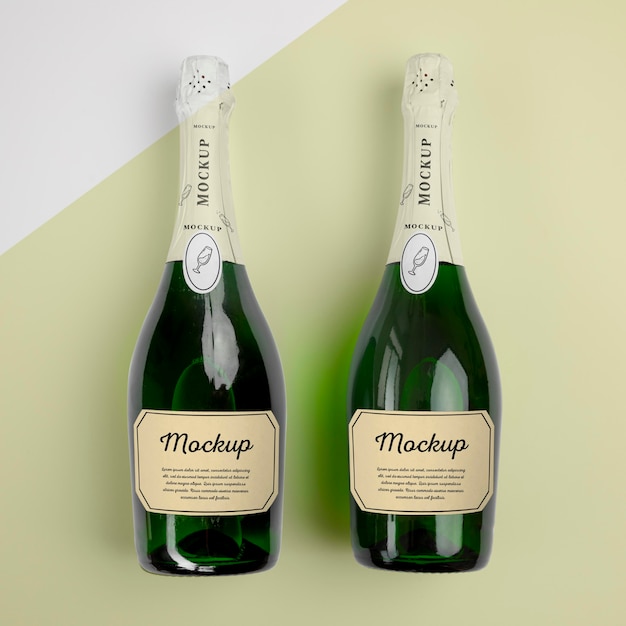 Champagne bottles with mock-up