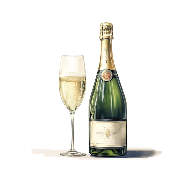 Champagne For Christmas Event Watercolor Style AI Generated