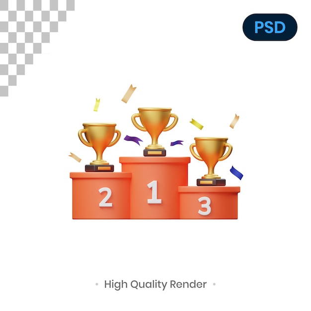 Champion Ranking 3D Render Illustration Premium Psd