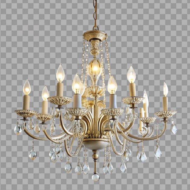 PSD chandelier on the ceiling isolated on transparent background