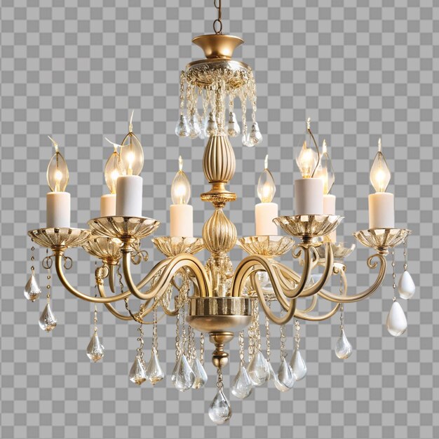 PSD chandelier on the ceiling isolated on transparent background