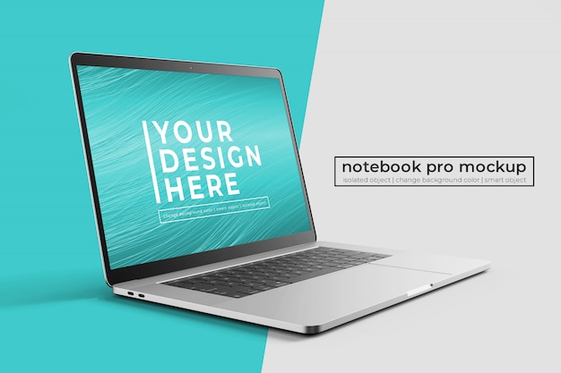 Changeable Premium Easy  15 Inch Notebook Pro  Mockups  In Front Left View With  Background