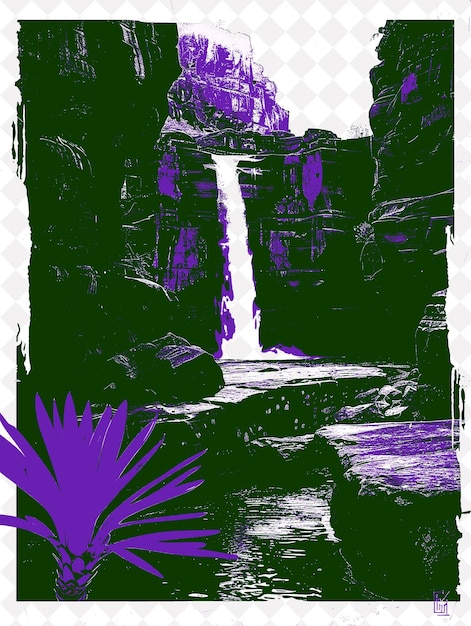 PSD chapada diamantina national park with hiking and waterfalls brazil scene and culture illustrations