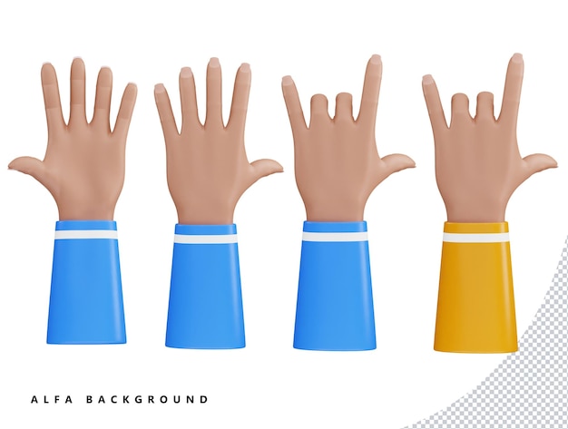 Character hand with 3d vector icon illustration