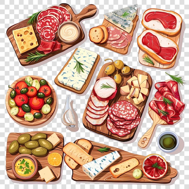 PSD charcuterie boards transparent background vector element