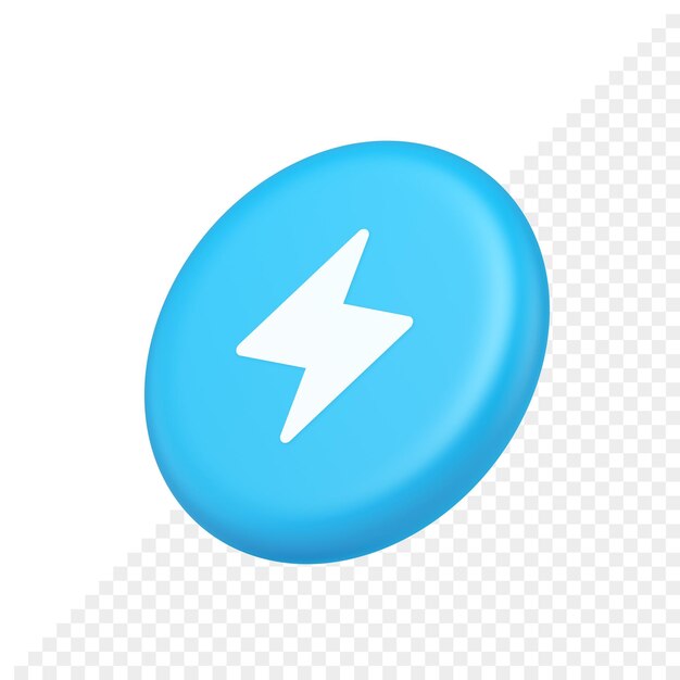 Charge power lightning button electricity thunderbolt arrow 3d isometric realistic icon