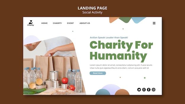 PSD charity activities landing page template