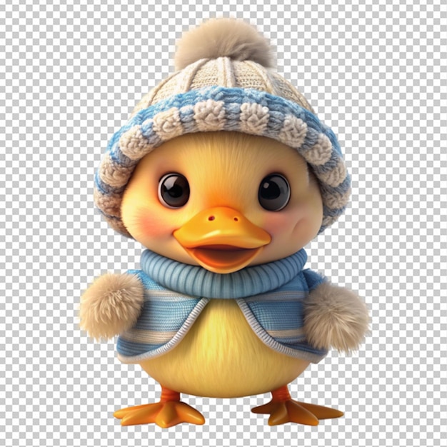 charming 3d cute baby duck dressed png