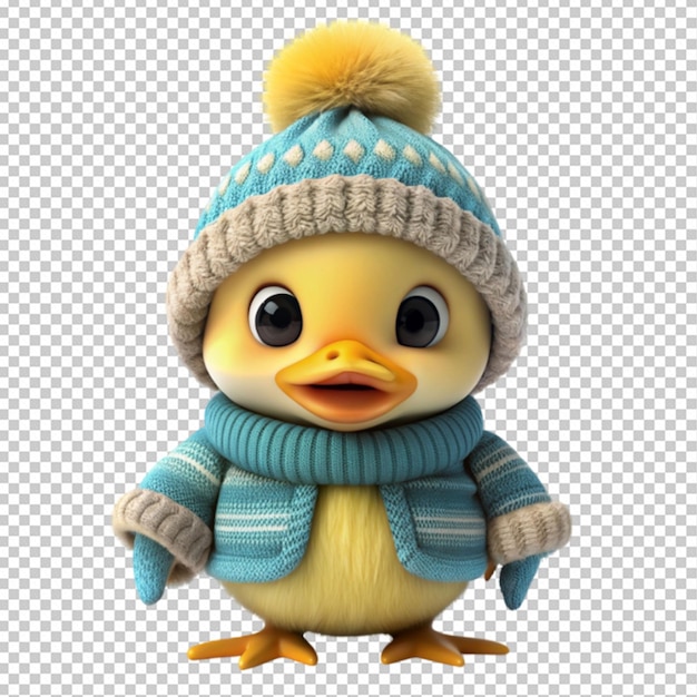 charming 3d cute baby duck dressed png