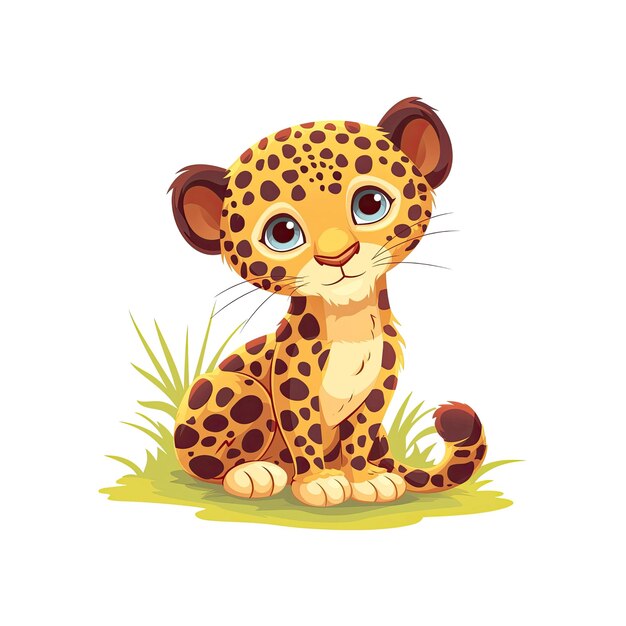 Charming Baby Leopard Cartoon Its Spotted Cartoon Illustration