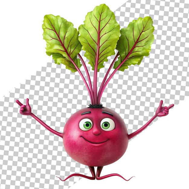 Charming Beet Mascot 3D Isometric Render Transparent Background PNG PSD