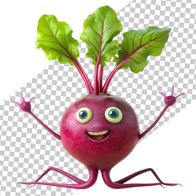 PSD charming beet mascot 3d isometric render transparent background png psd