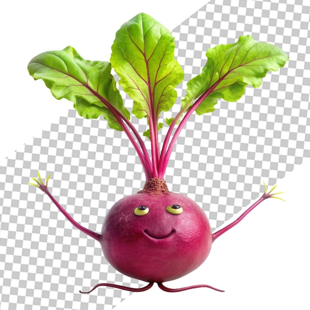 Charming Beet Mascot 3D Isometric Render Transparent Background PNG PSD