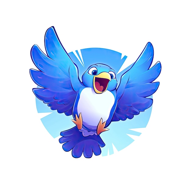 Charming Bird Cartoon Soaring Through Cartoon Illustration