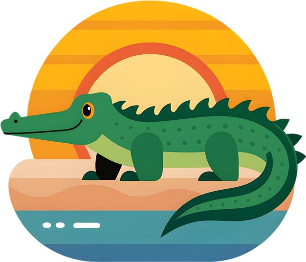 PSD a charming cartoon alligator lounges peacefully by the waters edge