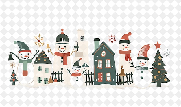 Charming Christmas Village With Snowmen and Ice Sculptures D Illustration Christmas Art Design