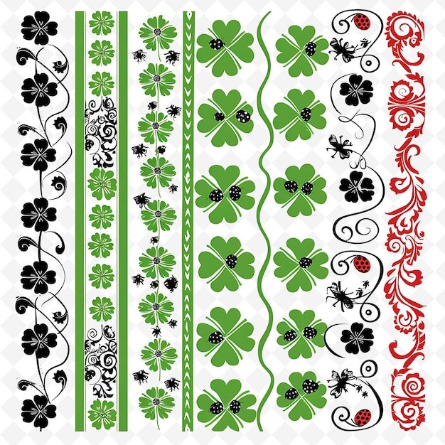 PSD charming clover leaf borderlines design with ladybug motifs creative abstract art designs