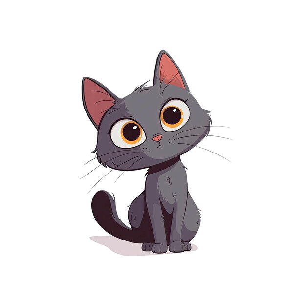 PSD charming grey cat cartoon its whiskers cartoon illustration