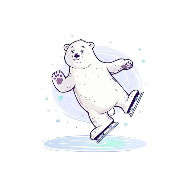 PSD charming illustration of a cute polar bear cartoon illustration