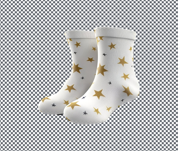 Charming Moon and Star Shaped Eid Mubarak Baby Socks isolated on transparent background